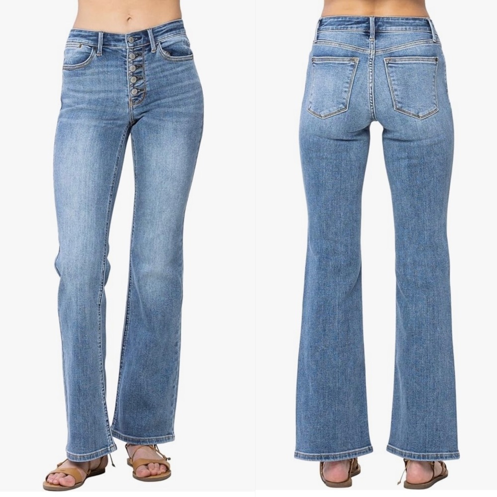 Judy Blue Mid-Rise Vintage 5 Button-Fly Boot Cut Jeans